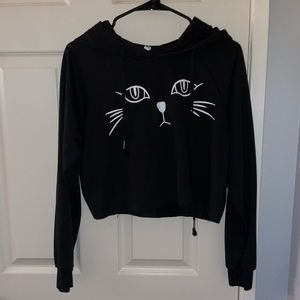 Cat Cropped Hoodie - Size: M